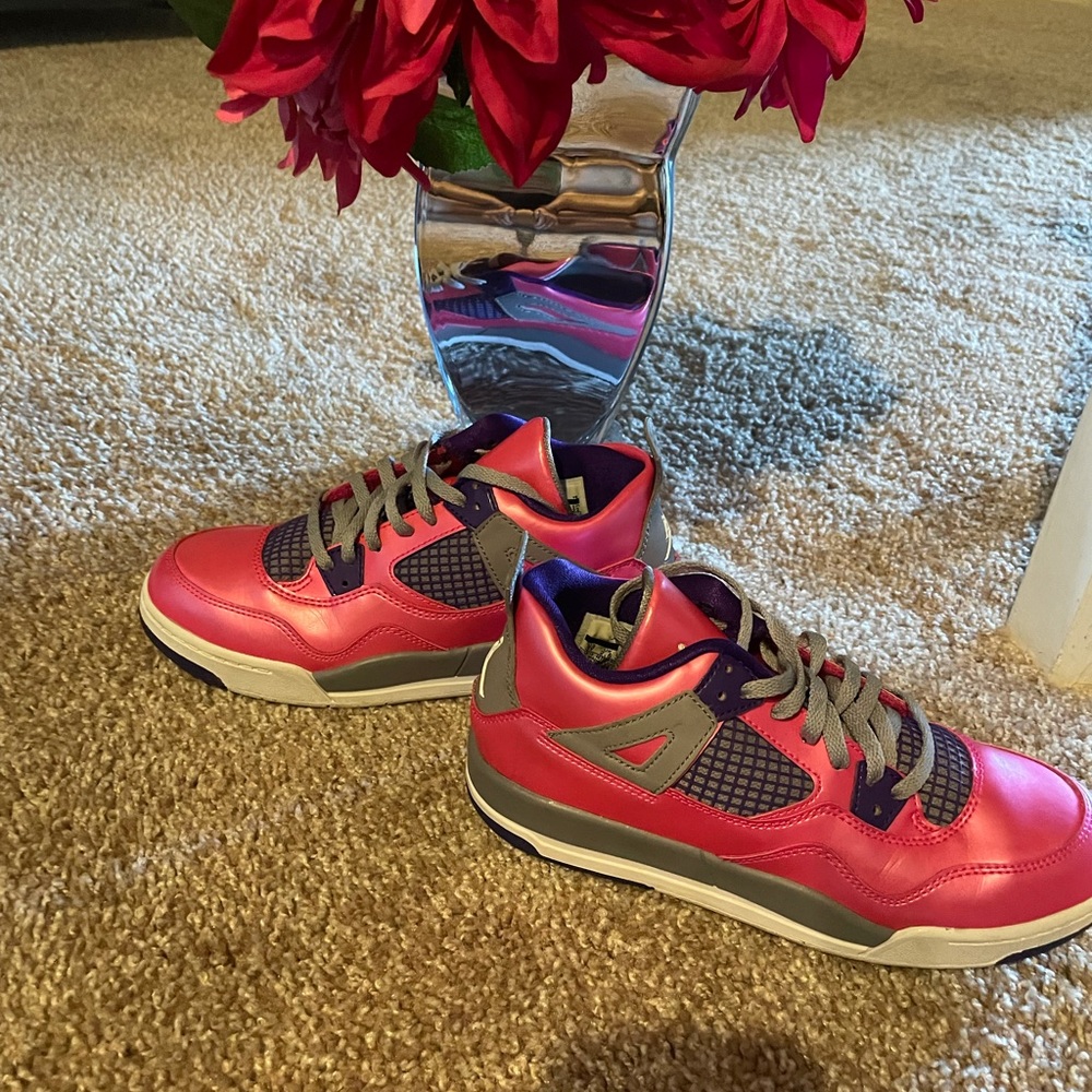 Retro pink and purple foil Jordans size 3
